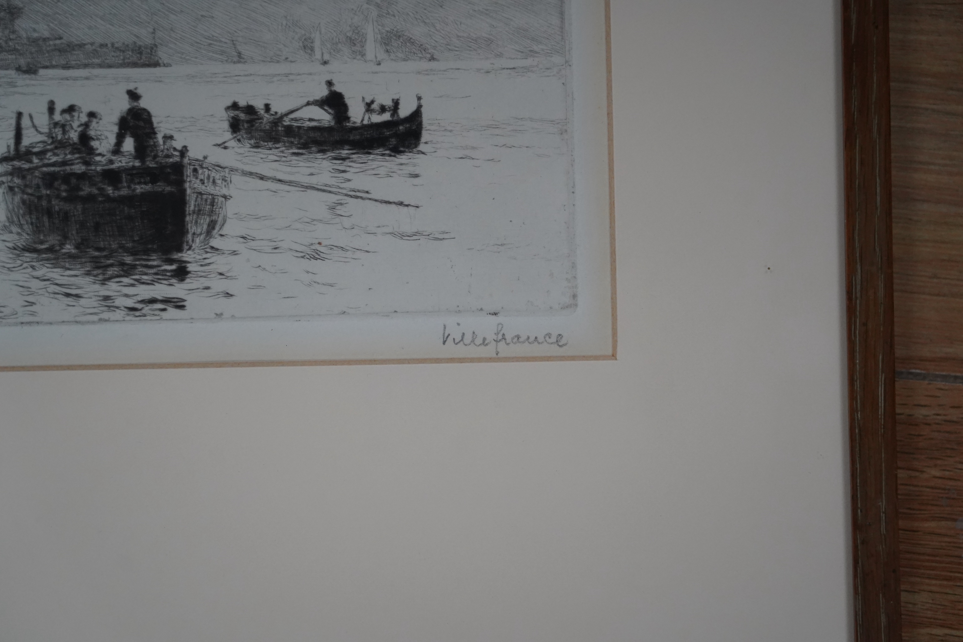 William Lionel Wyllie (1851-1931), etching, 'Villefranche', signed and inscribed in pencil, 17.5 x 39cm